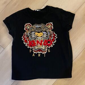 Kenzo Black Tee with Vibrant Tiger Design